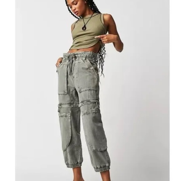 Free People Wind Drift Convertible Cargo Linen and Cotton Utility Pants - Picture 1 of 10
